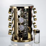 Карусель для спецій 16 баночок по 100 мл чорний мармур HP-1370 (HP-1370)