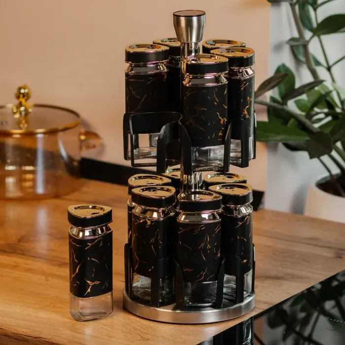 Карусель для специй на подставке набор 12 баночек по 120 мл (HP1356) - изображение 6