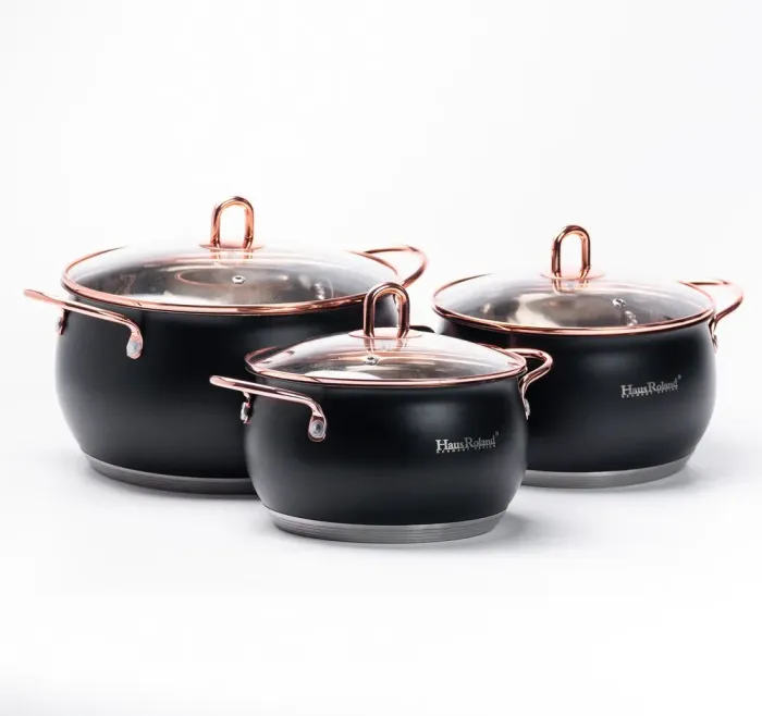 Кастрюлы из нержавеющей стали набор 3 штук с крышками и толстым дном 2.6 л • 3.6 л • 6.1 л (HP33525B) - изображение 7