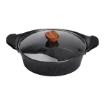 Каструля з роздільником для шябу-шябу MGC 30 см з мармуровим антипригарним покриттям 4.0 л чорна (HP-4-413B)