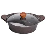 Каструля з роздільником для шябу-шябу MGC 30 см з мармуровим антипригарним покриттям 4.0 л коричнева (HP-4-413CO)