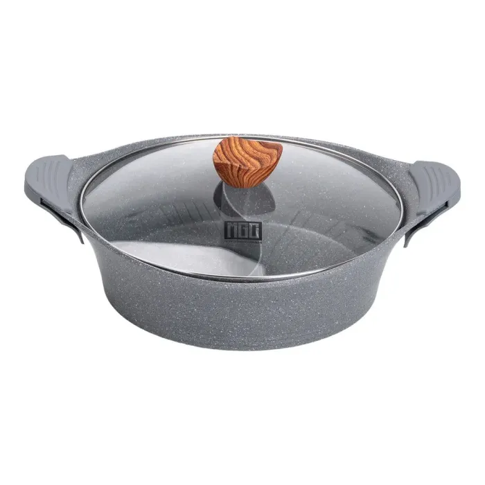 Каструля з роздільником для шабу-шабу MGC 30 см з мармуровим антипригарним покриттям 4.0 л сіра (HP-4-413G) - зображення 1