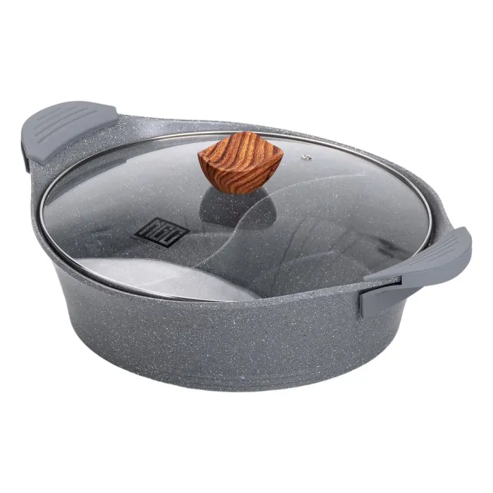 Каструля з роздільником для шабу-шабу MGC 30 см з мармуровим антипригарним покриттям 4.0 л сіра (HP-4-413G) - зображення 2