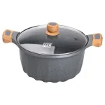 Велика алюмінієва каструля об'ємом 11 літрів з антипригарною кришкою Ø32 см (HP-4-435G)