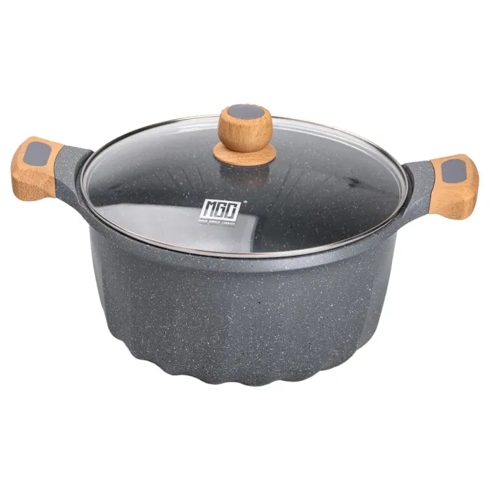 Большая алюминиевая кастрюля объемом 11 литров с антипригарной крышкой 32 см (HP-4-435G) - изображение 1