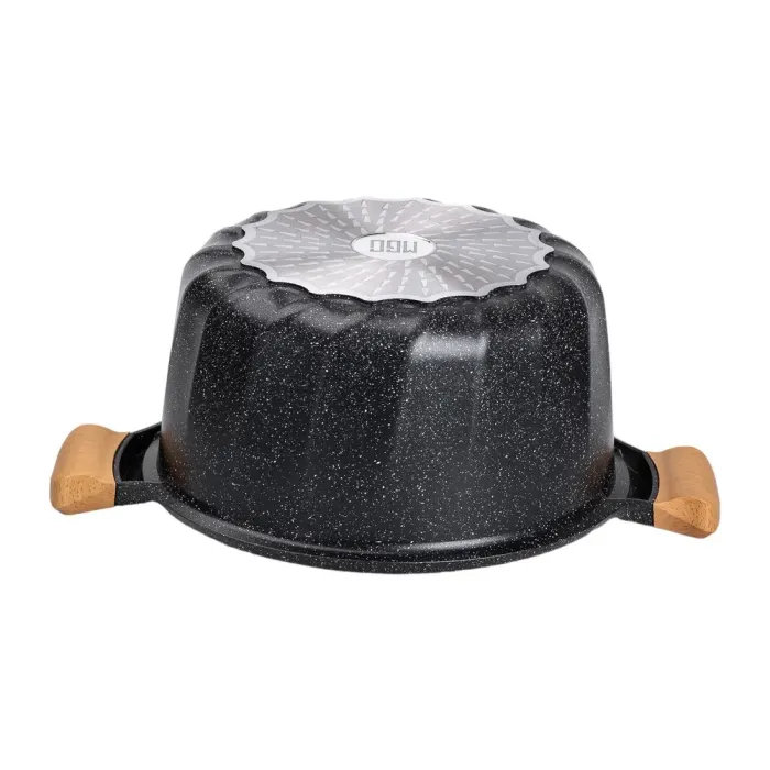 Большая кастрюля MGC с крышкой 32 см с мраморным антипригарным покрытием 11.0 л черная (HP-4-435B) - изображение 3