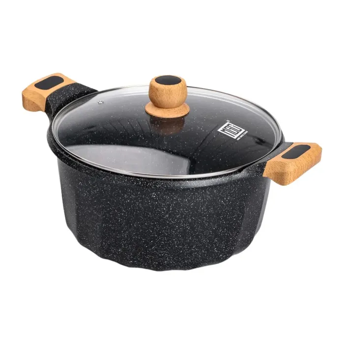 Большая кастрюля MGC с крышкой 32 см с мраморным антипригарным покрытием 11.0 л черная (HP-4-435B) - изображение 4