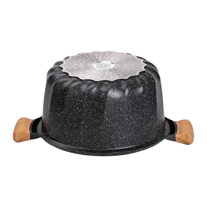 Велика алюмінієва каструля з кришкою, діаметр 28 см, з антипригарним покриттям, 8 літрів. (HP-4-434B) - зображення 3