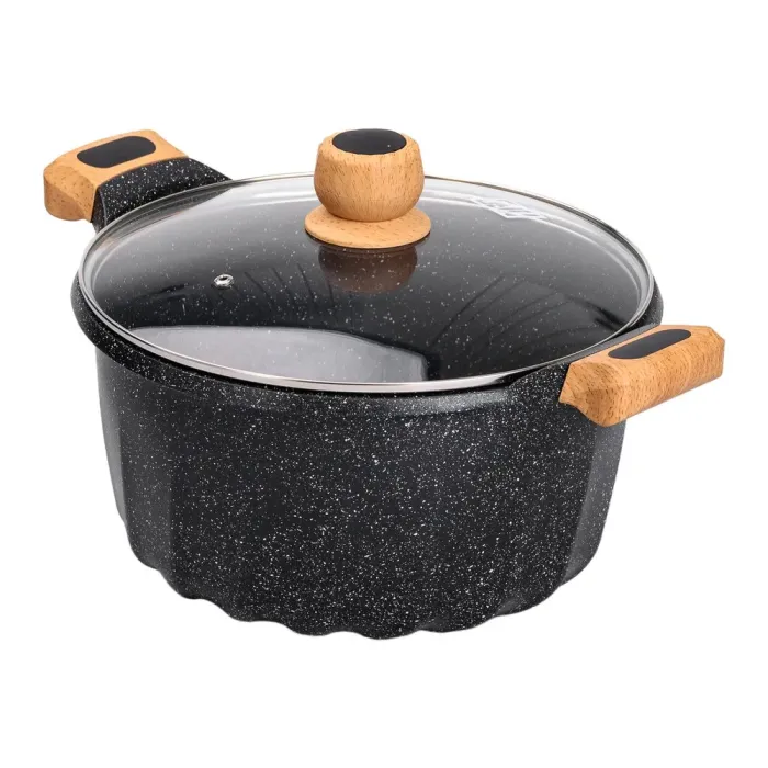 Велика алюмінієва каструля з кришкою, діаметр 28 см, з антипригарним покриттям, 8 літрів. (HP-4-434B) - зображення 4