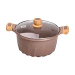 Каструля MGC з кришкою 28 см з мармуровим антипригарним покриттям 8.0 л коричнева (HP-4-434CO)