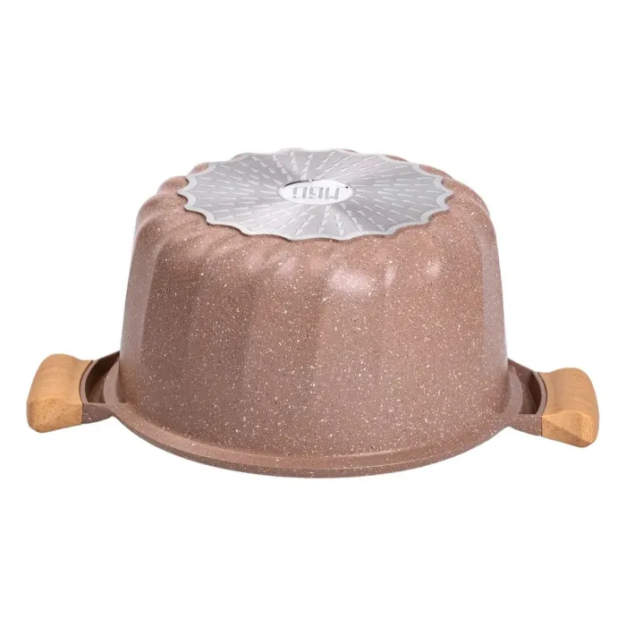 Кастрюля MGC с крышкой 28 см с мраморным антипригарным покрытием 8.0 л коричневая (HP-4-434CO) - изображение 3