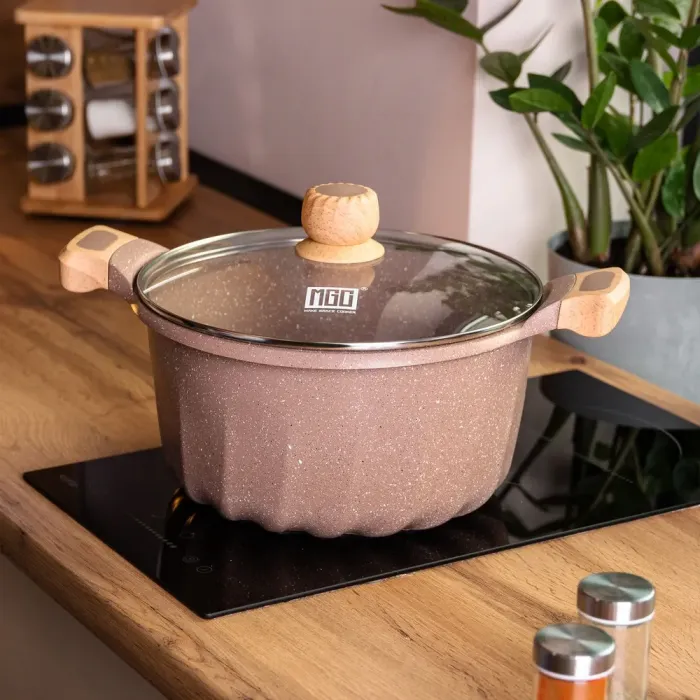 Кастрюля MGC с крышкой 28 см с мраморным антипригарным покрытием 8.0 л коричневая (HP-4-434CO) - изображение 5