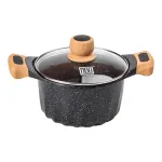 Каструля MGC з кришкою 20 см з мармуровим антипригарним покриттям 3.0 л чорна (HP-4-432B)