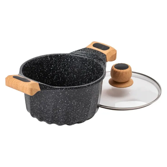 Кастрюля MGC с крышкой 20 см с мраморным антипригарным покрытием 3.0 л черная (HP-4-432B) - изображение 2