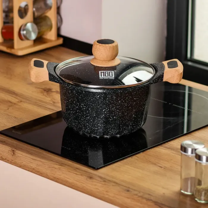 Кастрюля MGC с крышкой 20 см с мраморным антипригарным покрытием 3.0 л черная (HP-4-432B) - изображение 5
