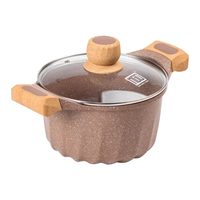Кастрюля MGC с крышкой 20 см с мраморным антипригарным покрытием 3.0 л коричневая (HP-4-432CO) - изображение 4