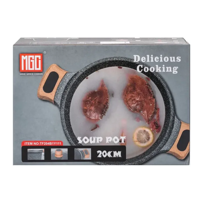 Кастрюля MGC с крышкой 20 см с мраморным антипригарным покрытием 3.0 л коричневая (HP-4-432CO) - изображение 6