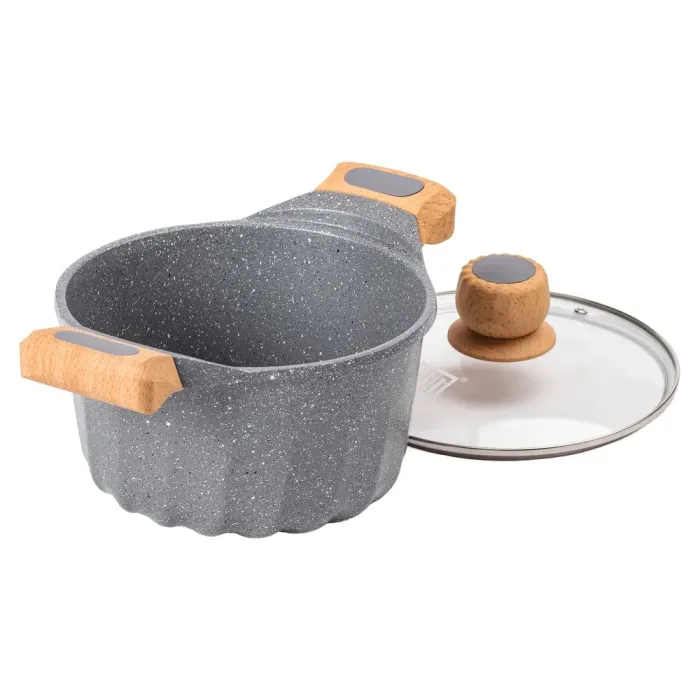 Кастрюля MGC с крышкой 20 см с мраморным антипригарным покрытием 3.0 л серая (HP-4-432G) - изображение 3