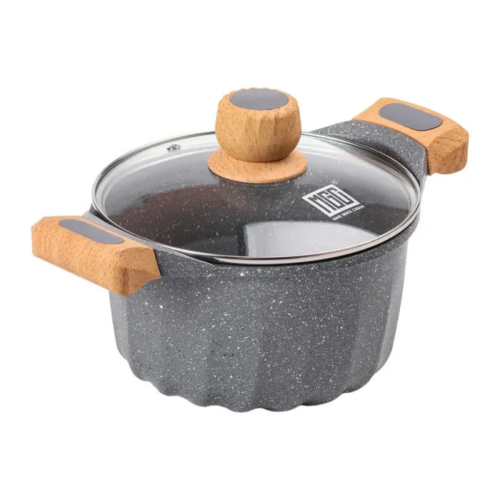 Кастрюля MGC с крышкой 20 см с мраморным антипригарным покрытием 3.0 л серая (HP-4-432G) - изображение 4