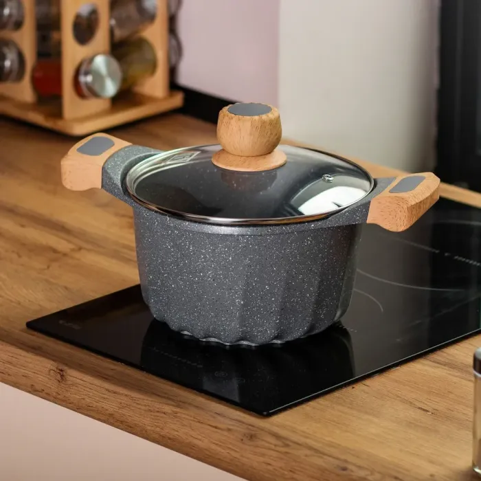 Кастрюля MGC с крышкой 20 см с мраморным антипригарным покрытием 3.0 л серая (HP-4-432G) - изображение 5