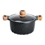 Каструля MGC з кришкою 24 см з мармуровим антипригарним покриттям 5.0 л чорна (HP-4-433B)