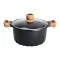 Кастрюля MGC с крышкой 24 см с мраморным антипригарным покрытием 5.0 л черная (HP-4-433B)