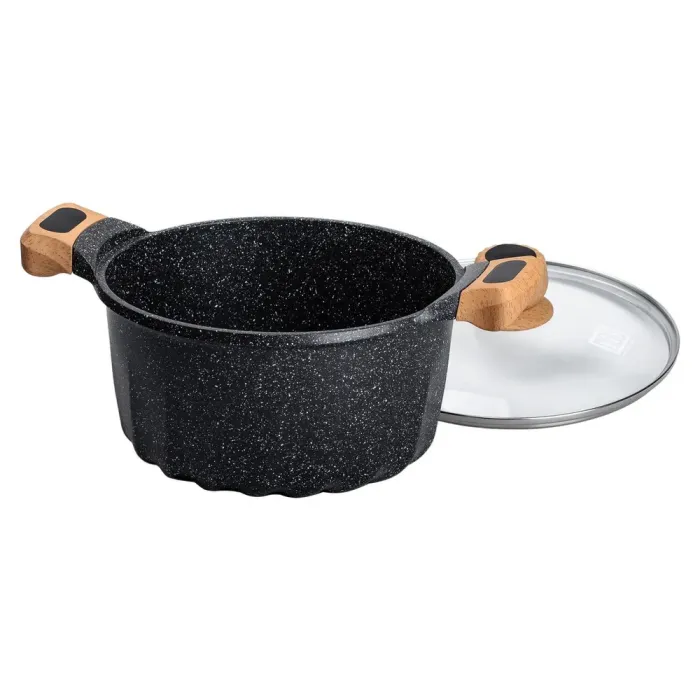 Кастрюля MGC с крышкой 24 см с мраморным антипригарным покрытием 5.0 л черная (HP-4-433B) - изображение 3