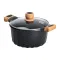 Кастрюля MGC с крышкой 24 см с мраморным антипригарным покрытием 5.0 л черная (HP-4-433B)