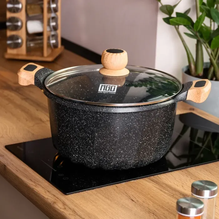 Кастрюля MGC с крышкой 24 см с мраморным антипригарным покрытием 5.0 л черная (HP-4-433B) - изображение 5
