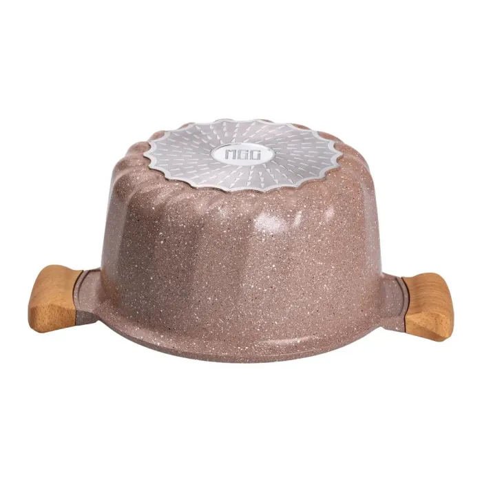 Кастрюля MGC с крышкой 24 см с мраморным антипригарным покрытием 5.0 л коричневая (HP-4-433CO) - изображение 2