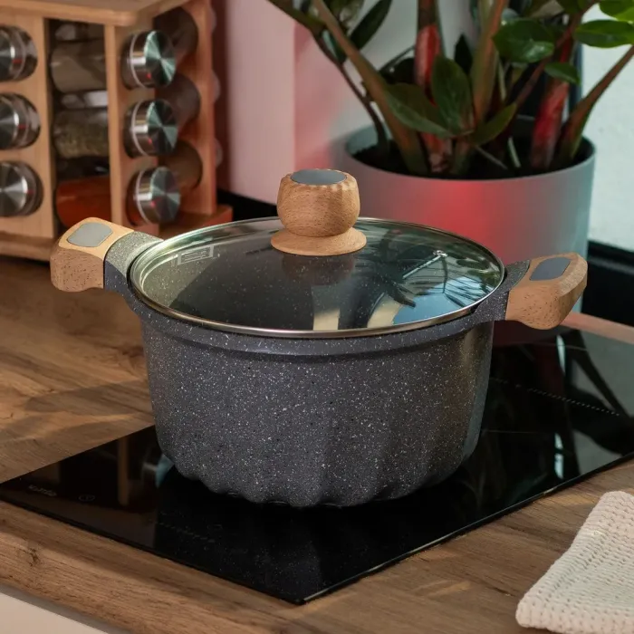 Кастрюля MGC с крышкой 24 см с мраморным антипригарным покрытием 5.0 л серая (HP-4-433G) - изображение 5