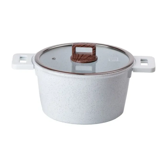 Кастрюля MGC з кришкою  5.3 л із гранітним антипригарним покриттям 24 см Біла MGC (HP-4-441) - зображення 1