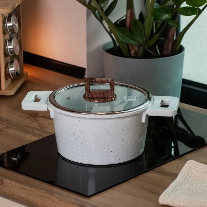 Кастрюля MGC з кришкою  5.3 л із гранітним антипригарним покриттям 24 см Біла MGC (HP-4-441) - зображення 5