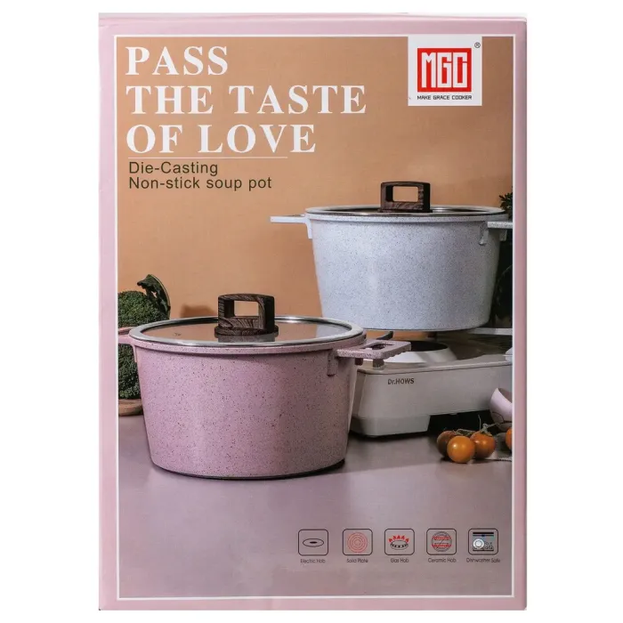 Кастрюля MGC з кришкою  5.3 л із гранітним антипригарним покриттям 24 см Біла MGC (HP-4-441) - зображення 6