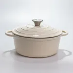 Каструля чавунна 2.5 л емальована з кришкою посуд для тушкування запікання томління кухонна Біла HP-1-14-WHITE (HP-1-14-WHITE)