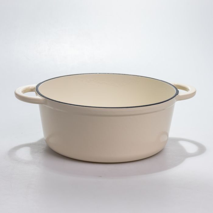 Каструля чавунна 2.5 л емальована з кришкою посуд для тушкування запікання томління кухонна Біла HP-1-14-WHITE (HP-1-14-WHITE) - зображення 3