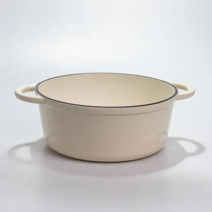 Каструля чавунна 2.5 л емальована з кришкою посуд для тушкування запікання томління кухонна Біла HP-1-14-WHITE (HP-1-14-WHITE) - зображення 3