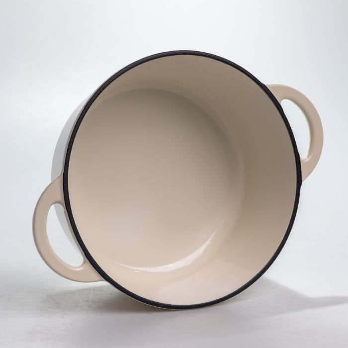 Каструля чавунна 2.5 л емальована з кришкою посуд для тушкування запікання томління кухонна Біла HP-1-14-WHITE (HP-1-14-WHITE) - зображення 4