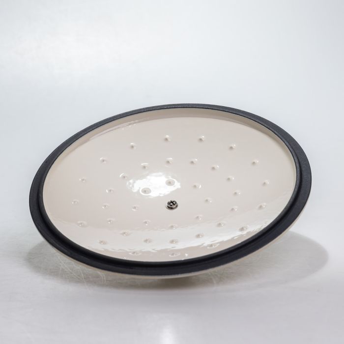 Каструля чавунна 2.5 л емальована з кришкою посуд для тушкування запікання томління кухонна Біла HP-1-14-WHITE (HP-1-14-WHITE) - зображення 5