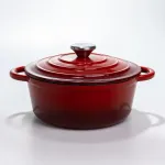 Каструля чавунна 2.5 л емальована з кришкою посуд для тушкування запікання томління кухонна Червона HP-1-14-RED (HP-1-14-RED)