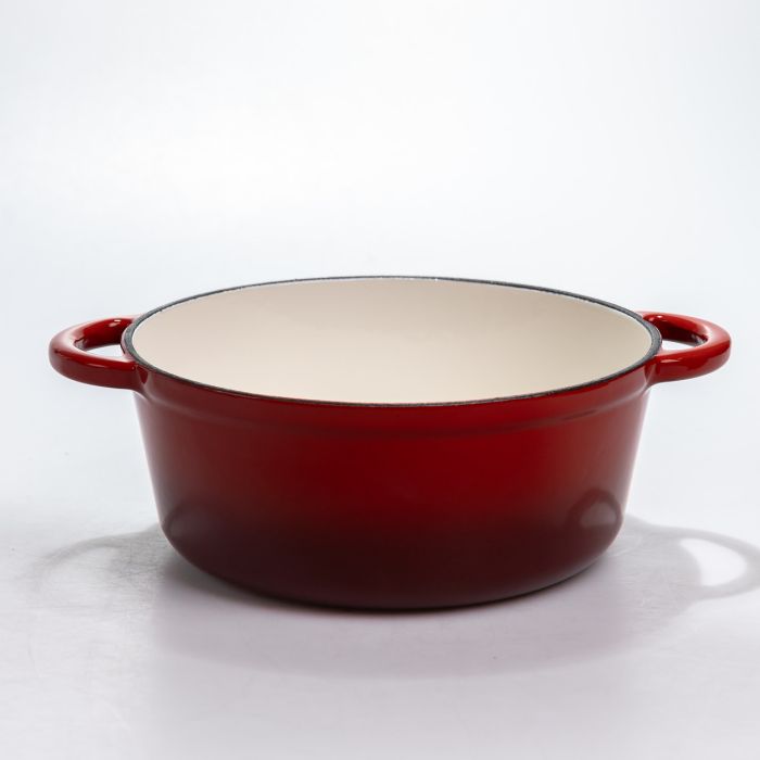 Каструля чавунна 2.5 л емальована з кришкою посуд для тушкування запікання томління кухонна Червона HP-1-14-RED (HP-1-14-RED) - зображення 2