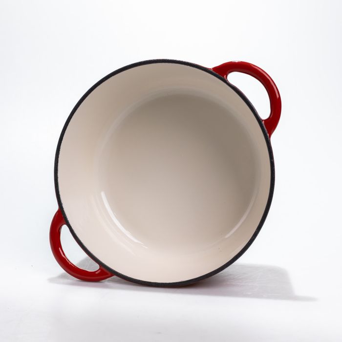 Каструля чавунна 2.5 л емальована з кришкою посуд для тушкування запікання томління кухонна Червона HP-1-14-RED (HP-1-14-RED) - зображення 3