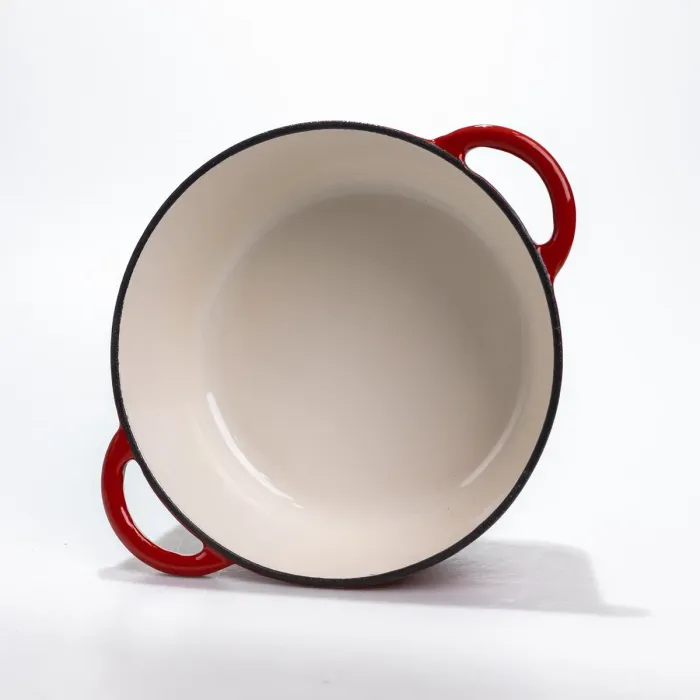 Каструля чавунна 2.5 л емальована з кришкою посуд для тушкування запікання томління кухонна Червона HP-1-14-RED (HP-1-14-RED) - зображення 3