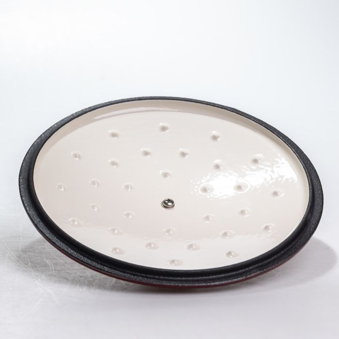 Каструля чавунна 2.5 л емальована з кришкою посуд для тушкування запікання томління кухонна Червона HP-1-14-RED (HP-1-14-RED) - зображення 5