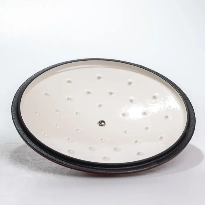 Каструля чавунна 2.5 л емальована з кришкою посуд для тушкування запікання томління кухонна Червона HP-1-14-RED (HP-1-14-RED) - зображення 5