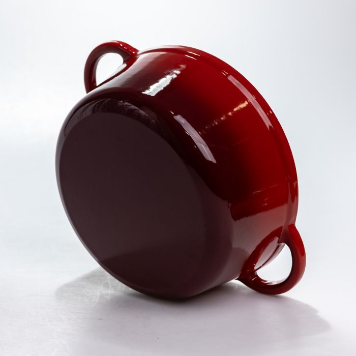 Каструля чавунна 2.5 л емальована з кришкою посуд для тушкування запікання томління кухонна Червона HP-1-14-RED (HP-1-14-RED) - зображення 6