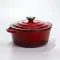Каструля чавунна 2.5 л емальована з кришкою посуд для тушкування запікання томління кухонна Червона HP-1-14-RED (HP-1-14-RED)