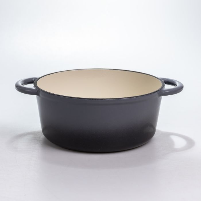 Каструля чавунна 2.5 л емальована з кришкою посуд для тушкування запікання томління кухонна Сіра HP-1-14-GREY (HP-1-14-GREY) - зображення 3