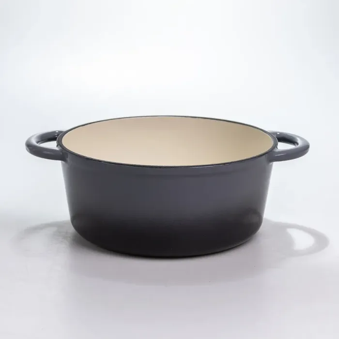 Каструля чавунна 2.5 л емальована з кришкою посуд для тушкування запікання томління кухонна Сіра HP-1-14-GREY (HP-1-14-GREY) - зображення 3