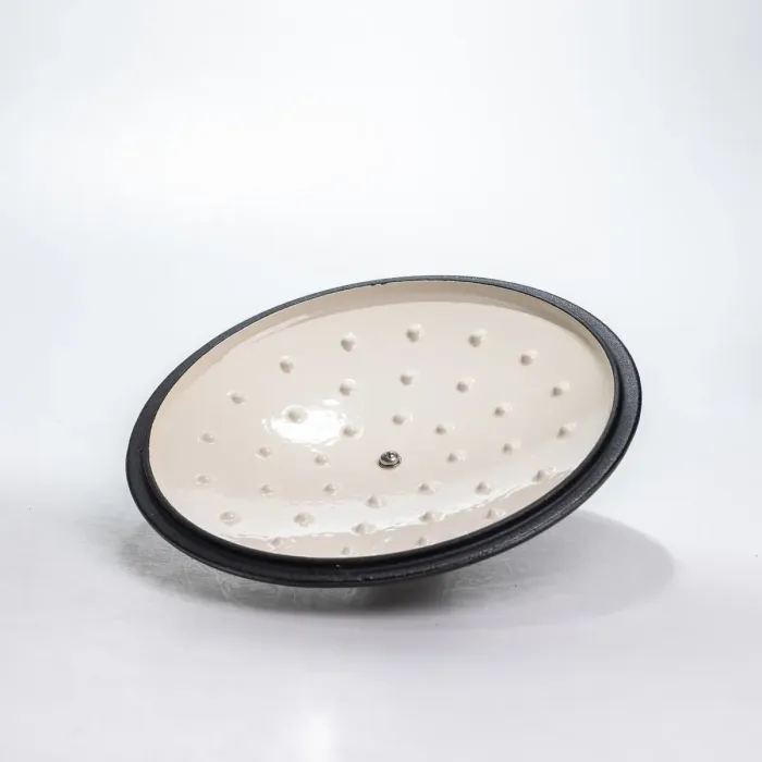 Каструля чавунна 2.5 л емальована з кришкою посуд для тушкування запікання томління кухонна Сіра HP-1-14-GREY (HP-1-14-GREY) - зображення 4